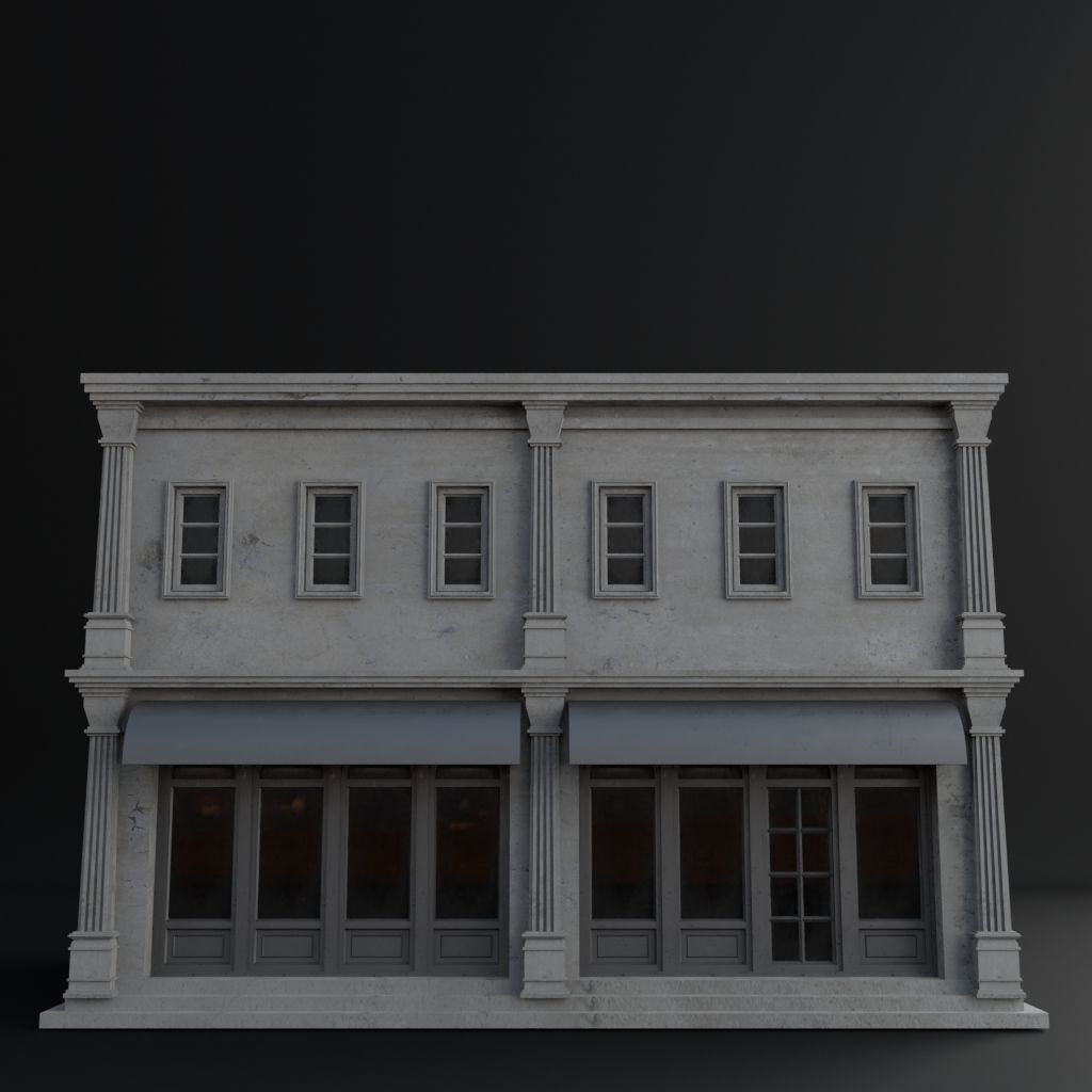 OLD RETRO CLASSICAL BUILDING 10 Low-poly 3D model_2