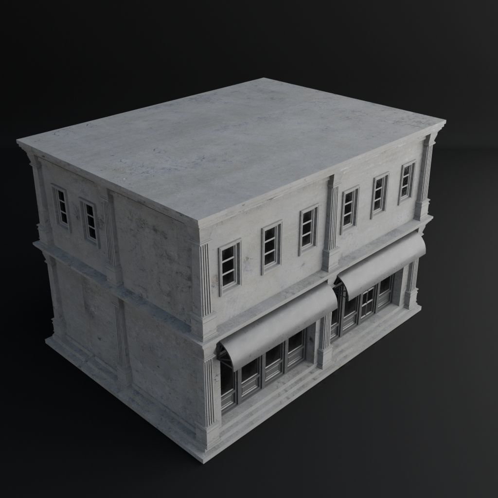 OLD RETRO CLASSICAL BUILDING 10 Low-poly 3D model_5