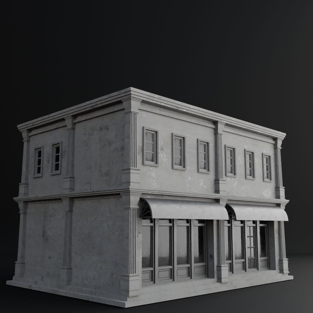 OLD RETRO CLASSICAL BUILDING 10 Low-poly 3D model_3