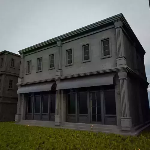 OLD RETRO CLASSICAL BUILDING 10 Low-poly 3D model