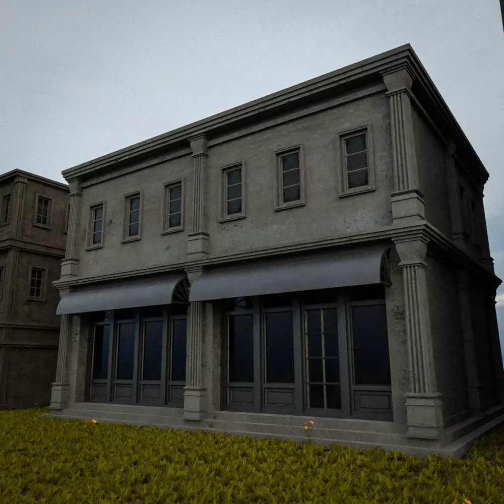 OLD RETRO CLASSICAL BUILDING 10 Low-poly 3D model_0