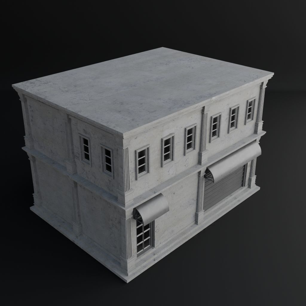 OLD RETRO CLASSICAL BUILDING 10 Low-poly 3D model_6