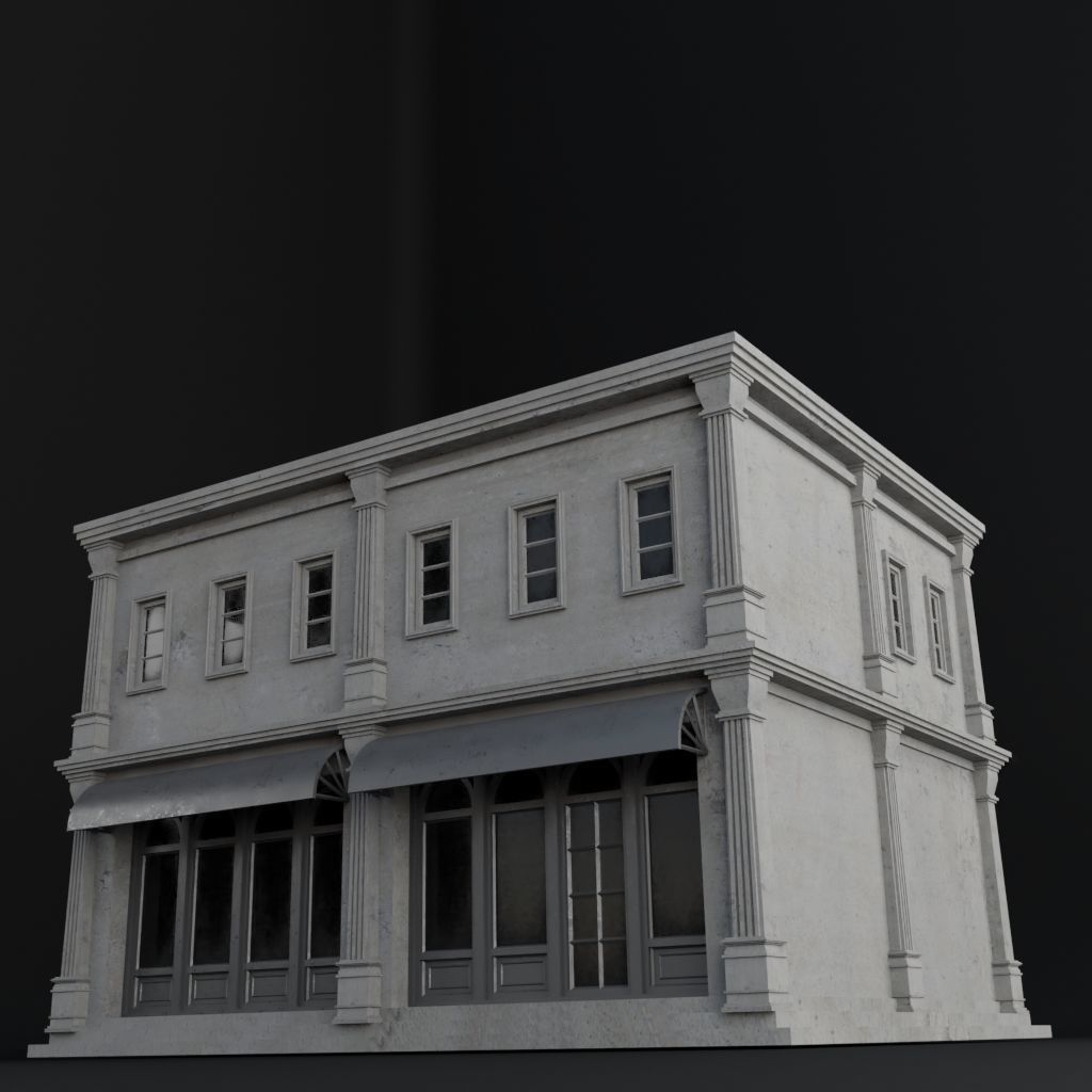 OLD RETRO CLASSICAL BUILDING 10 Low-poly 3D model_7