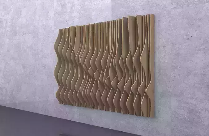 3 Intertwined parametric wooden panels 3D model
