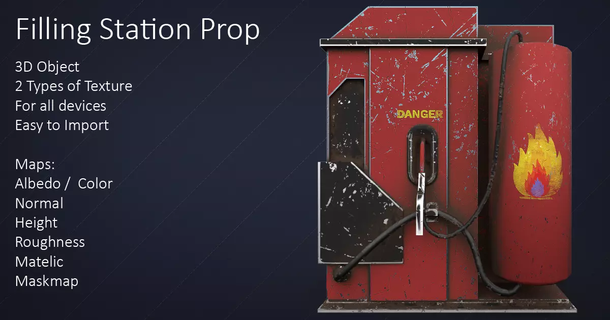 Filling Station Prop Low-poly 3D model