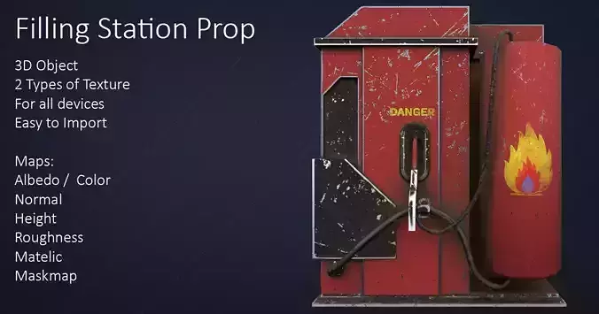 Filling Station Prop Low-poly 3D model