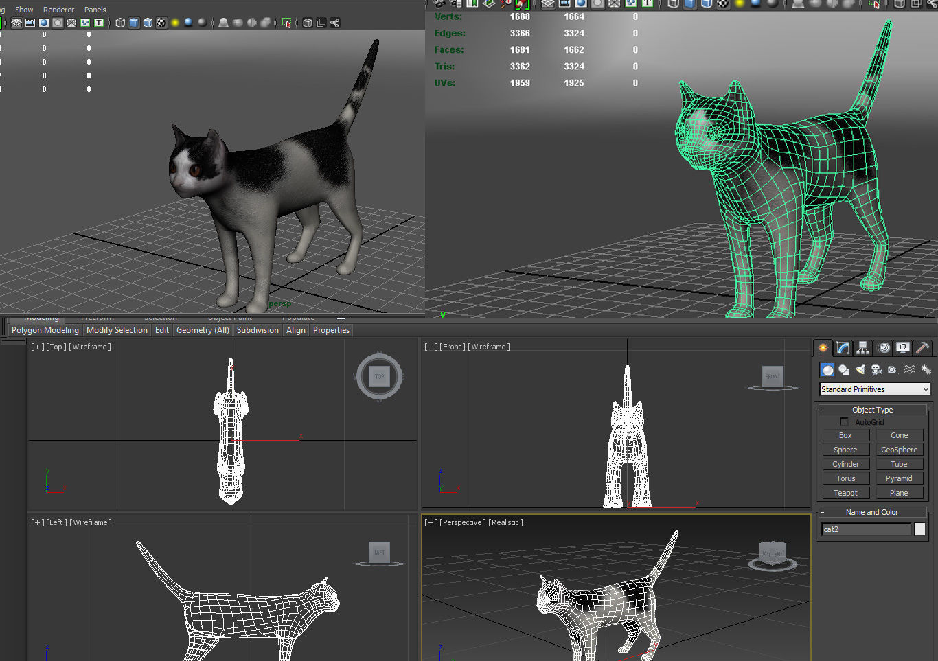 White Black Cat model 3D Low-poly 3D model_17