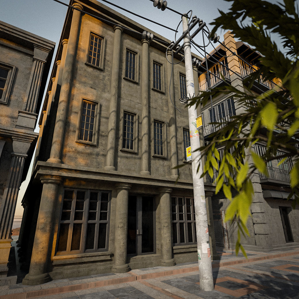 OLD RETRO CLASSICAL BUILDING PACK 3D Model Collection_14
