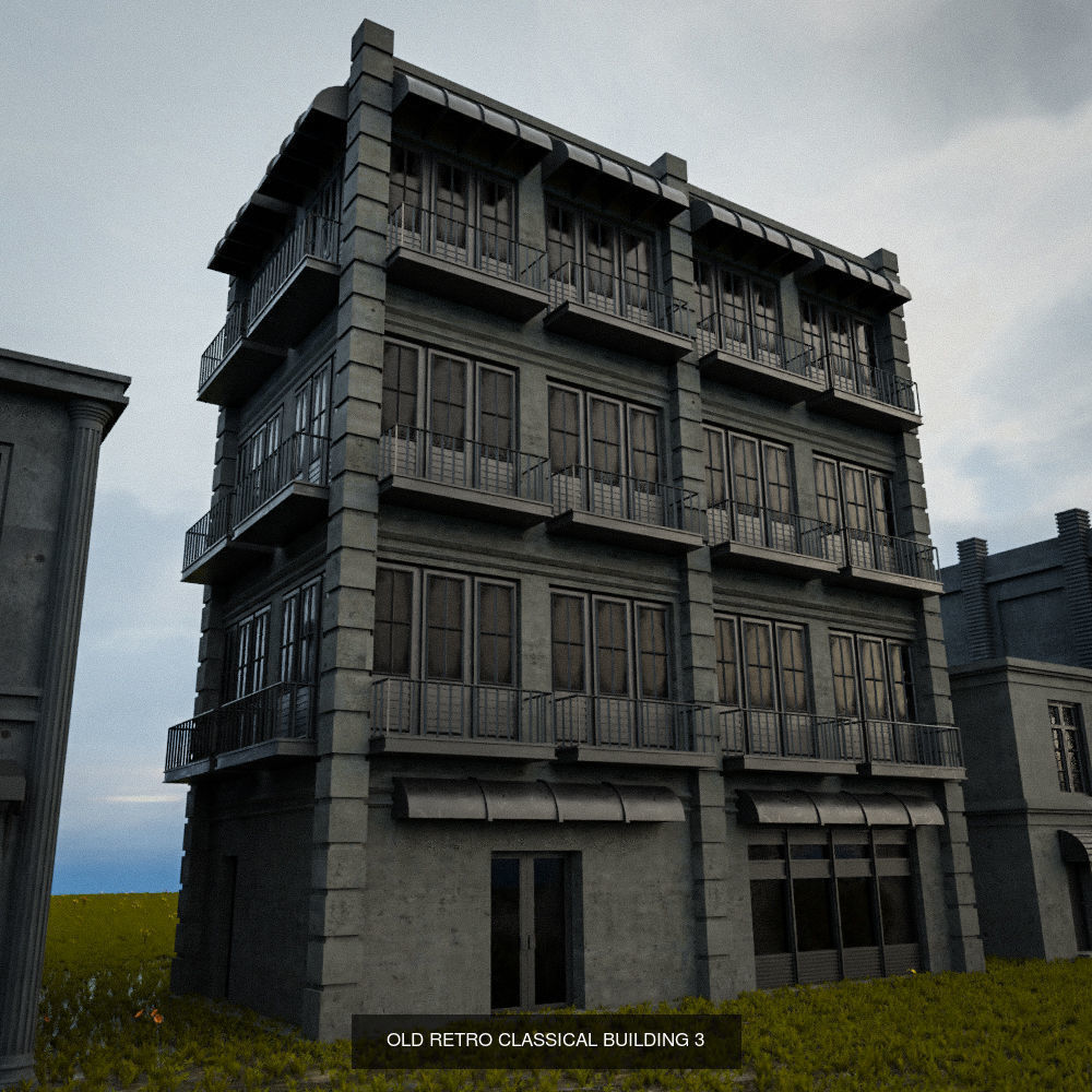 OLD RETRO CLASSICAL BUILDING PACK 3D Model Collection_4