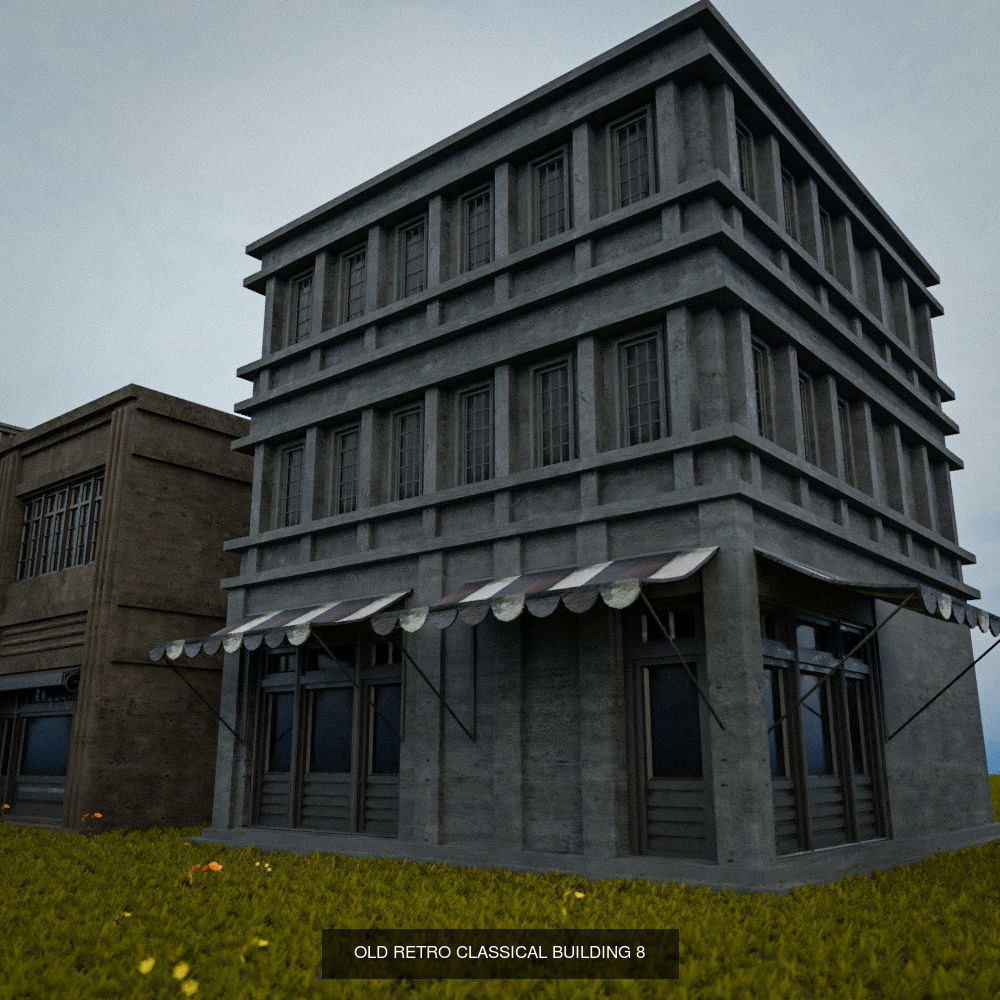 OLD RETRO CLASSICAL BUILDING PACK 3D Model Collection_9