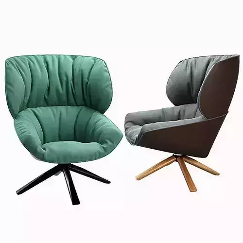 Tabano lounge chair with cushion and legs 3D model