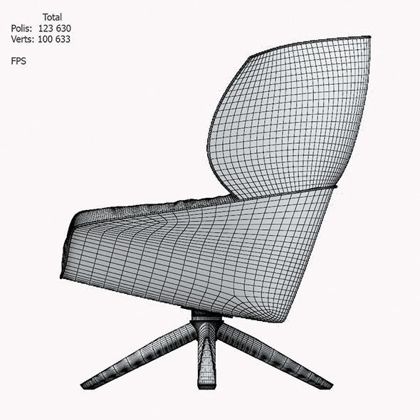 Tabano lounge chair with cushion and legs 3D model_7