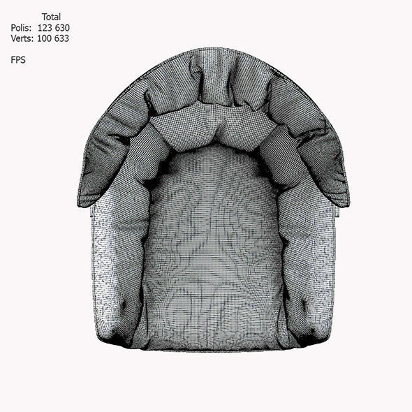 Tabano lounge chair with cushion and legs 3D model_10