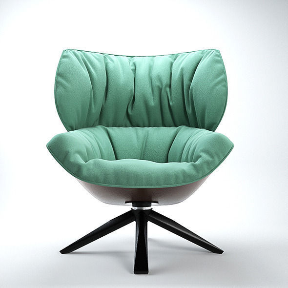 Tabano lounge chair with cushion and legs 3D model_2