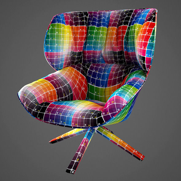 Tabano lounge chair with cushion and legs 3D model_11