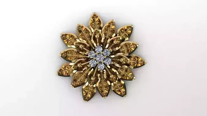 flower gold brooch with diamonds