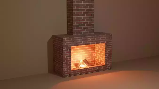 Fireplace - Low Poly with handle
