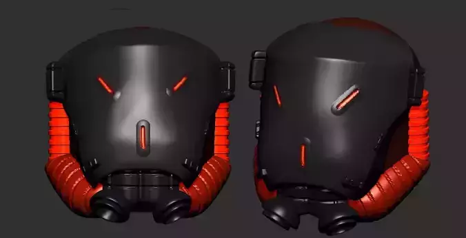 High quality scifi helmet high poly sculpt 3d printable