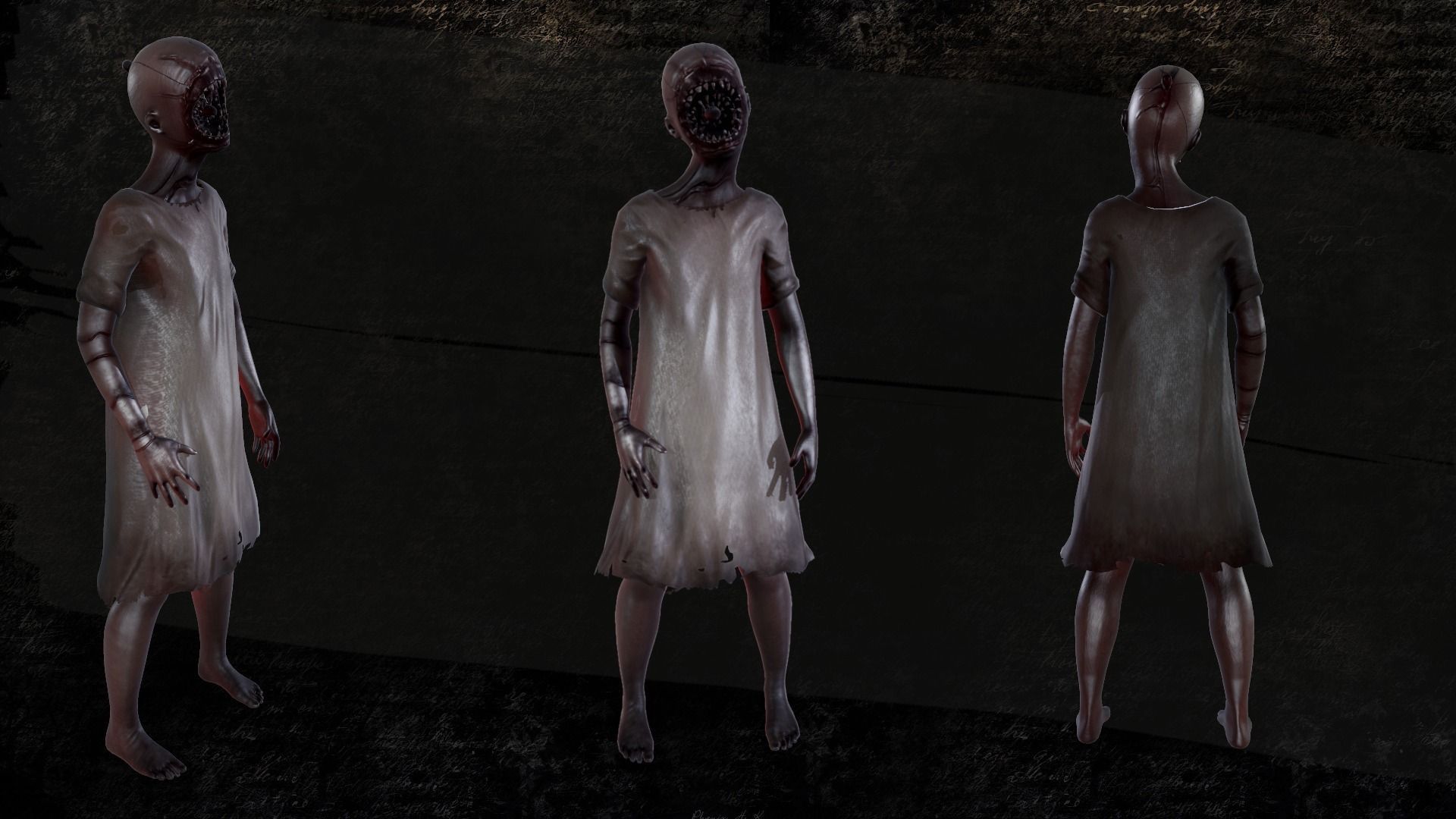 Creepy girl Horror Low-poly 3D model_0