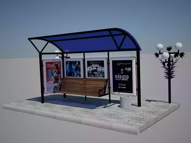 Bus stop Low-poly 3D model