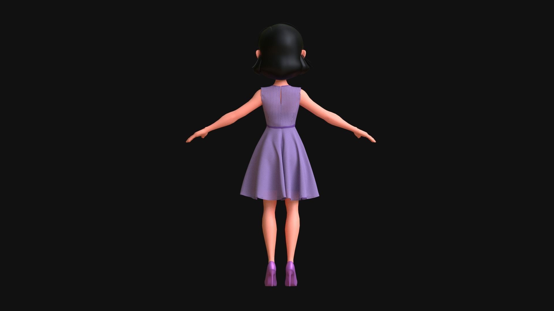 Kim Girl Character 3D model_4