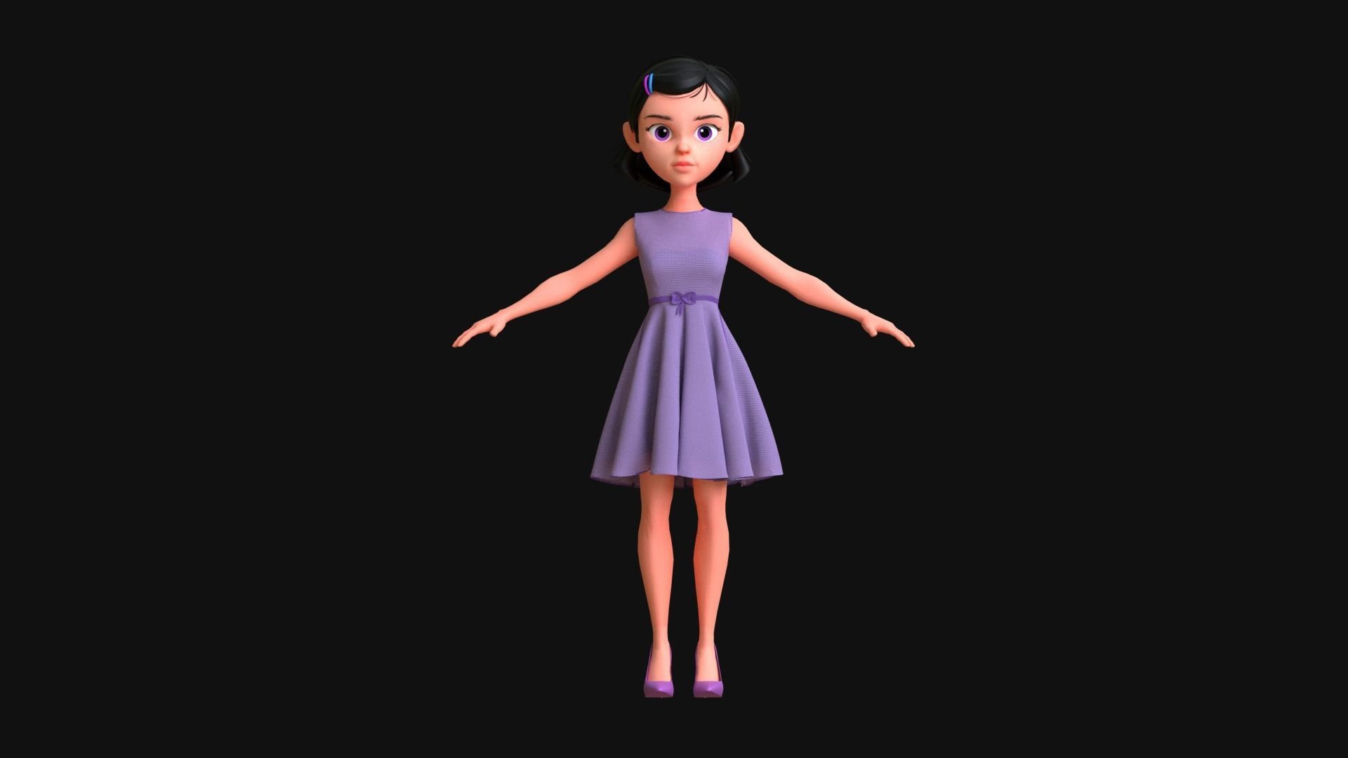 Kim Girl Character 3D model_2