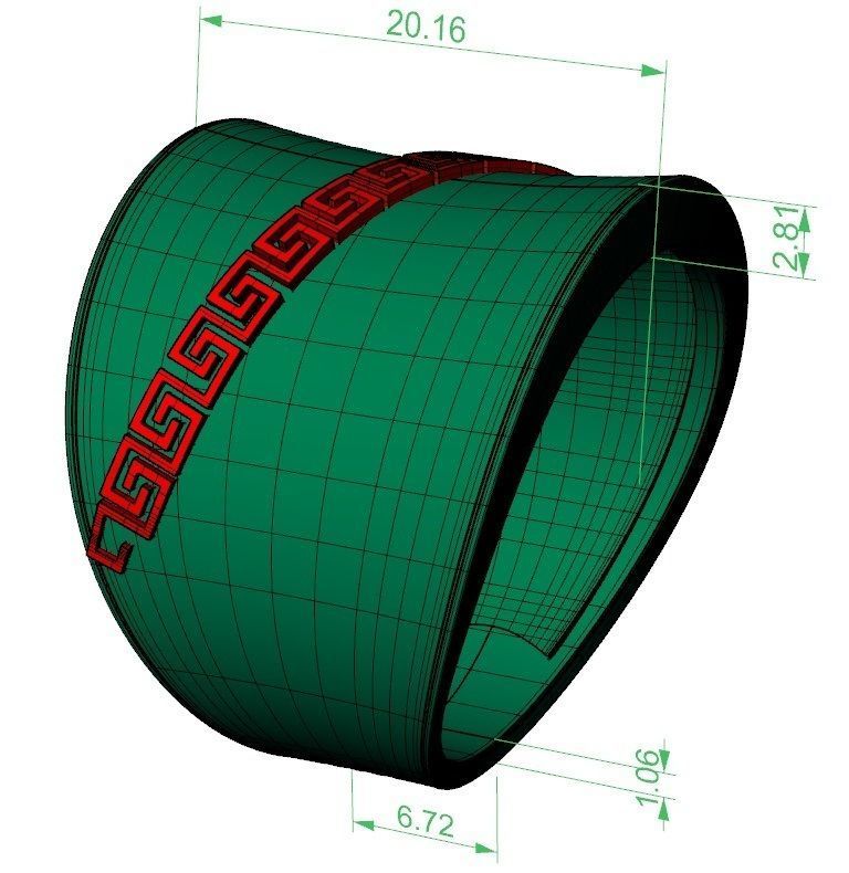 ring with a Greek pattern 3D print model_3