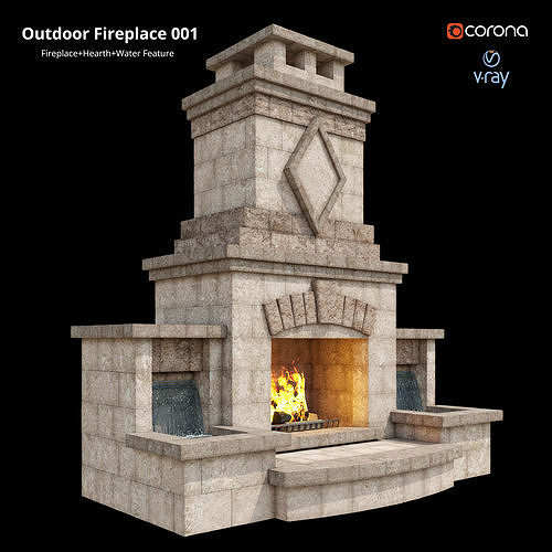 Outdoor Fireplace 001 3D model