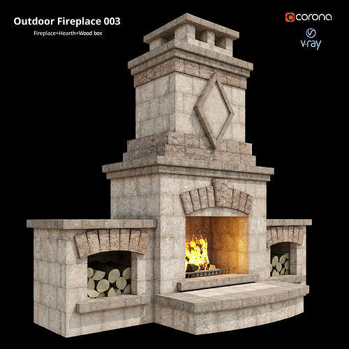 Outdoor Fireplace 003 3D model