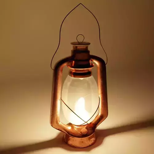Lantern copper with candle inside 3D model