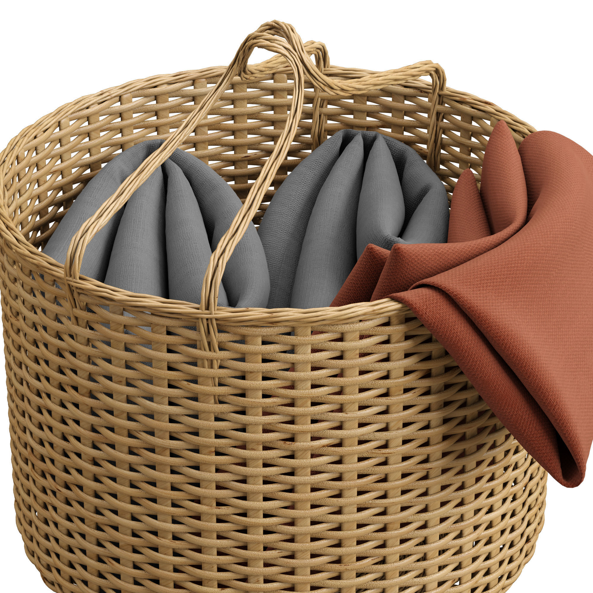 basket with blanket 3D model_2