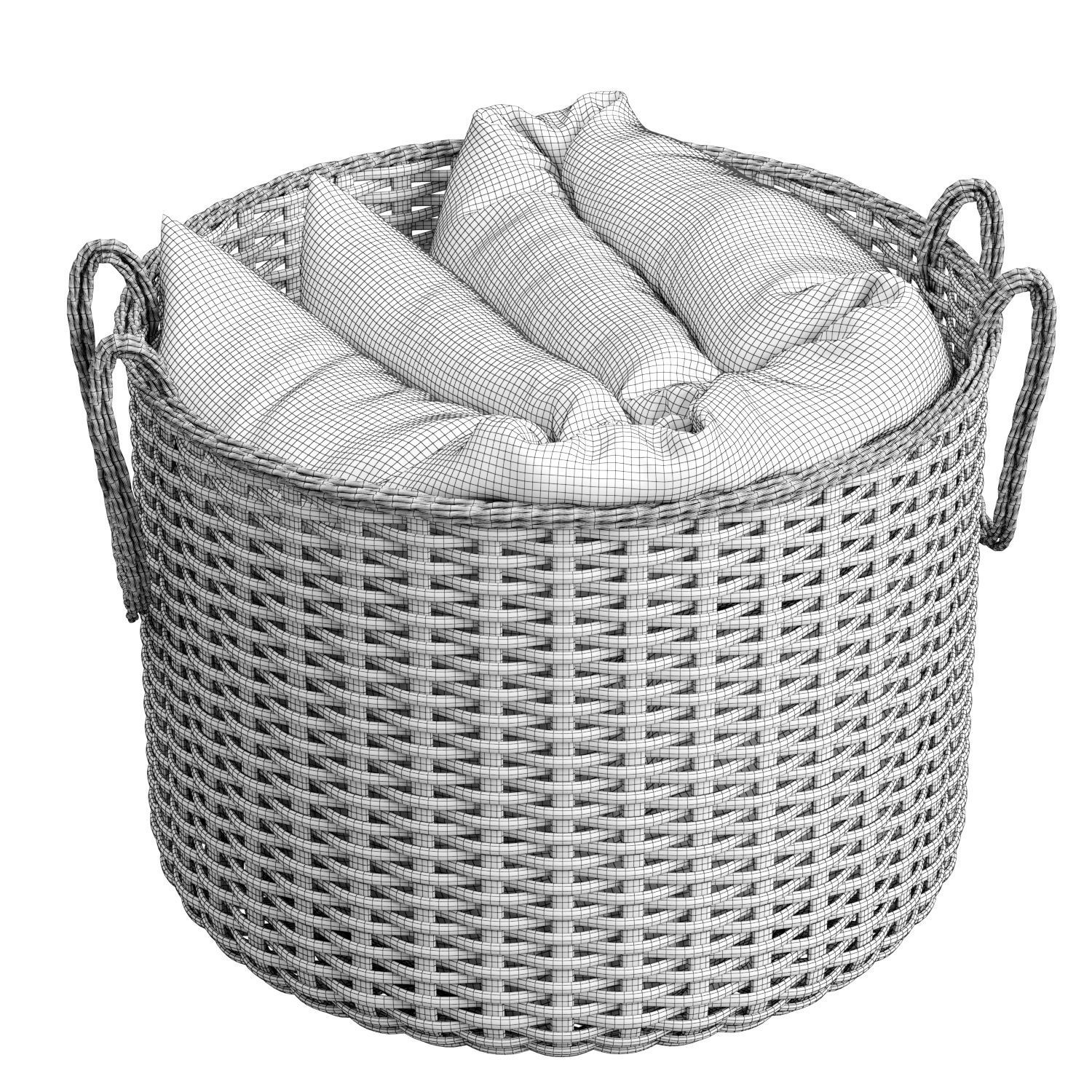 basket with blanket 3D model_3