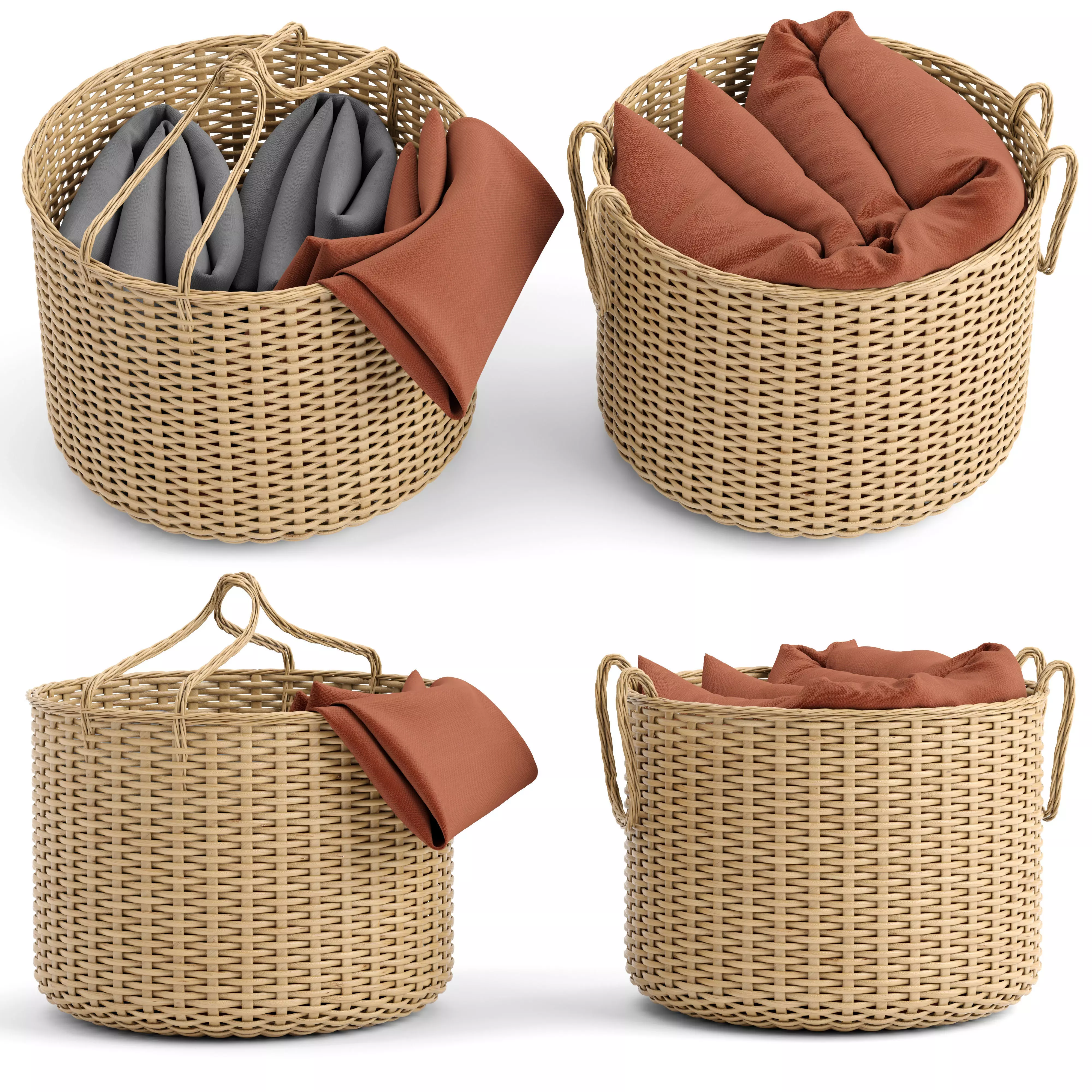 basket with blanket 3D model_0