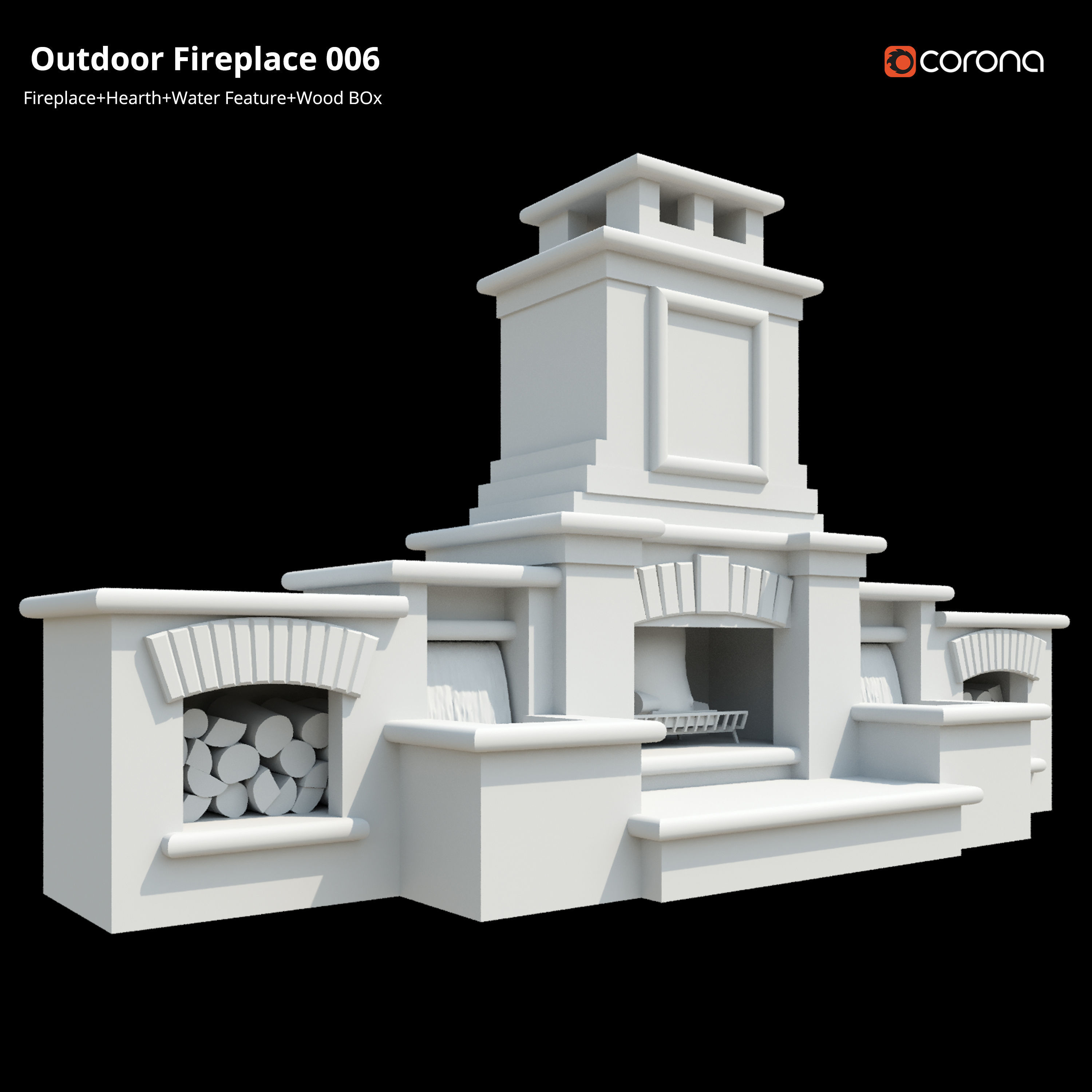 Outdoor Fireplace 006 Low-poly 3D model_2