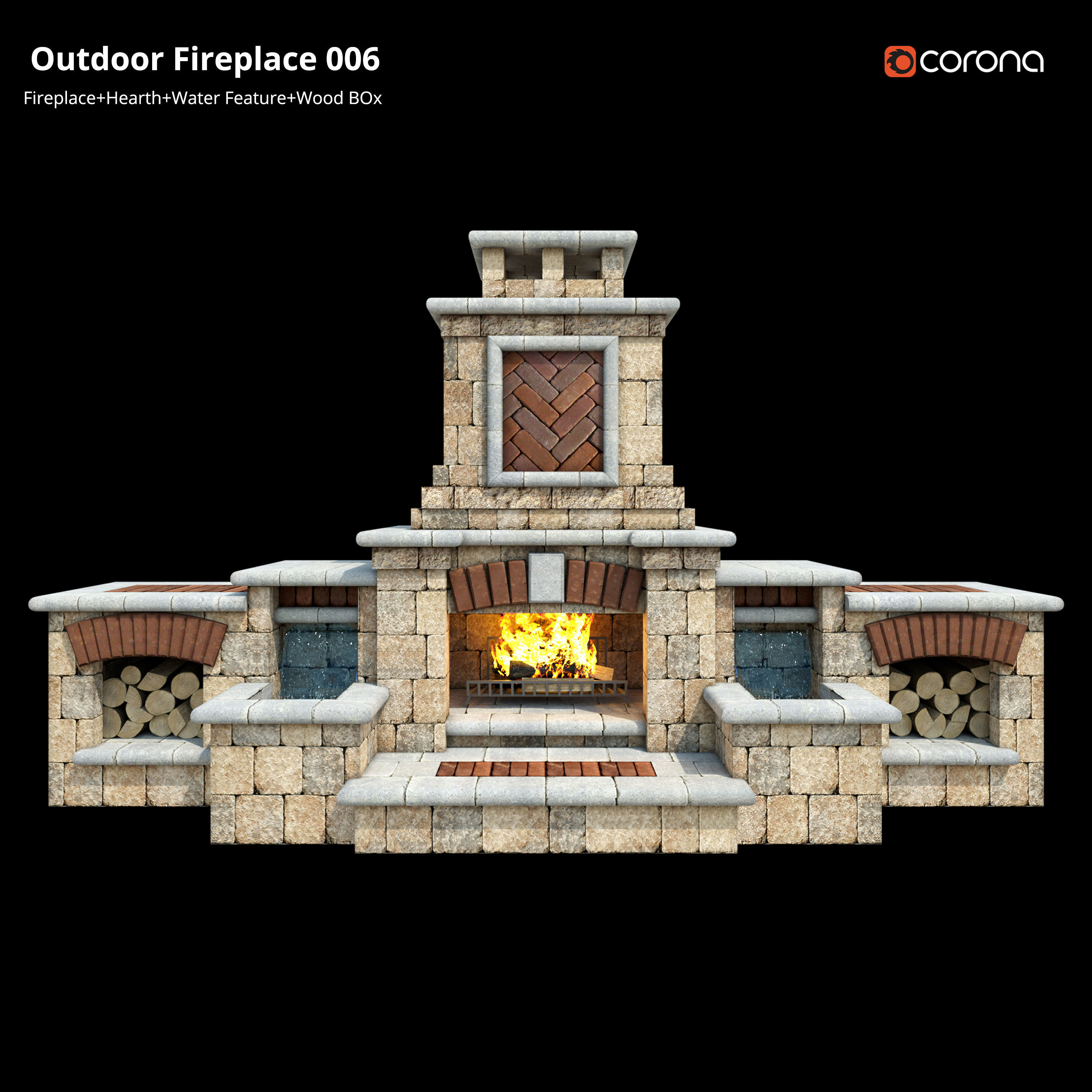 Outdoor Fireplace 006 Low-poly 3D model_1