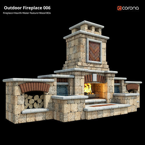Outdoor Fireplace 006 Low-poly 3D model