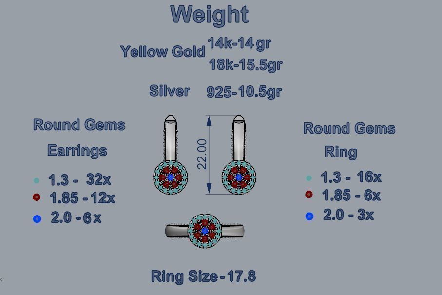 Ring and Earrings 86 3D print model_3