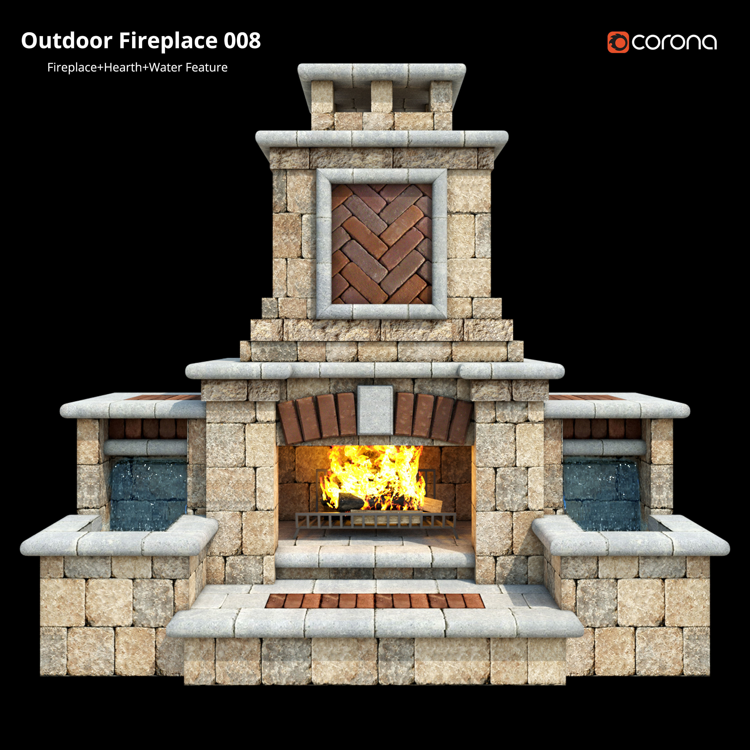 Outdoor Fireplace 008 Low-poly 3D model_1