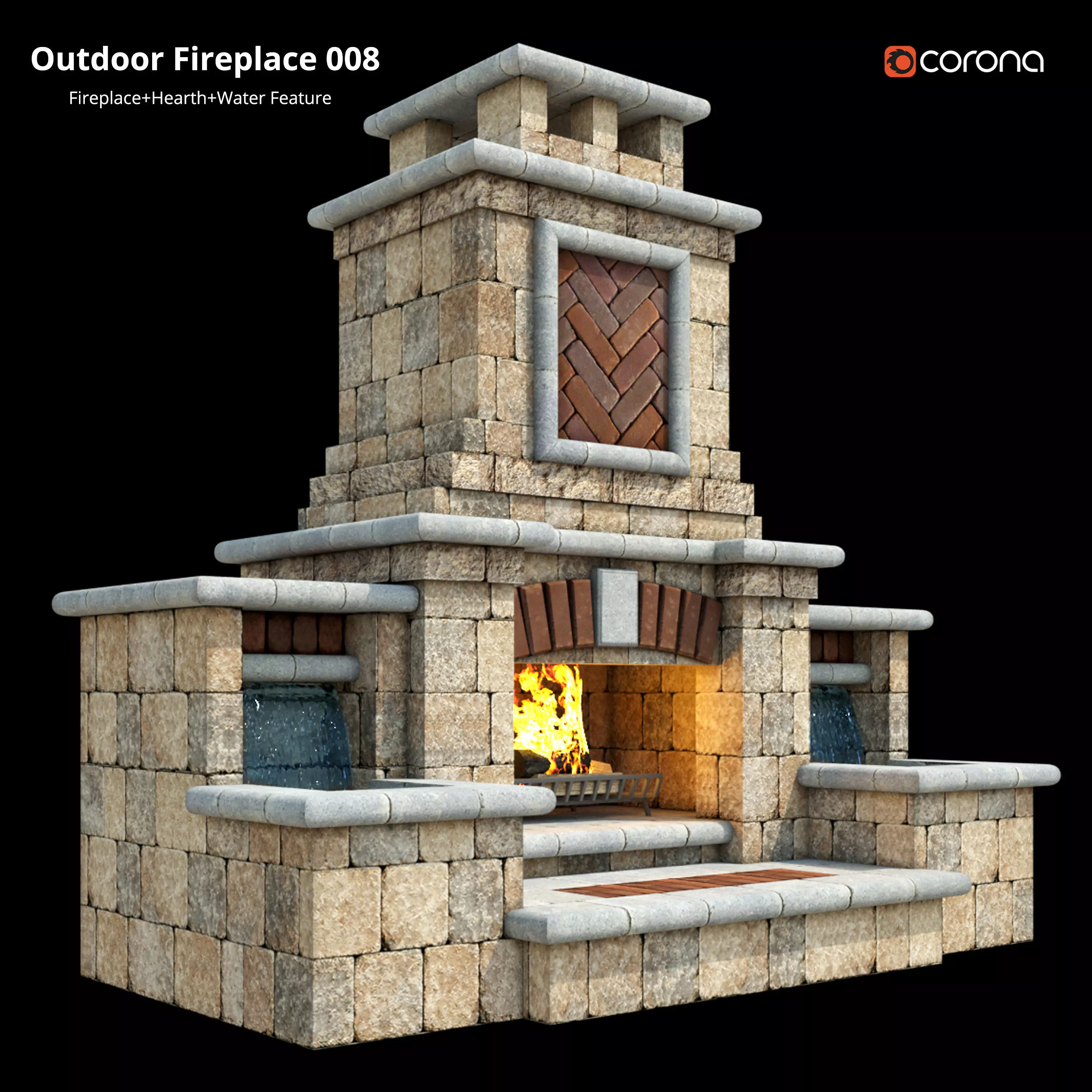 Outdoor Fireplace 008 Low-poly 3D model_0