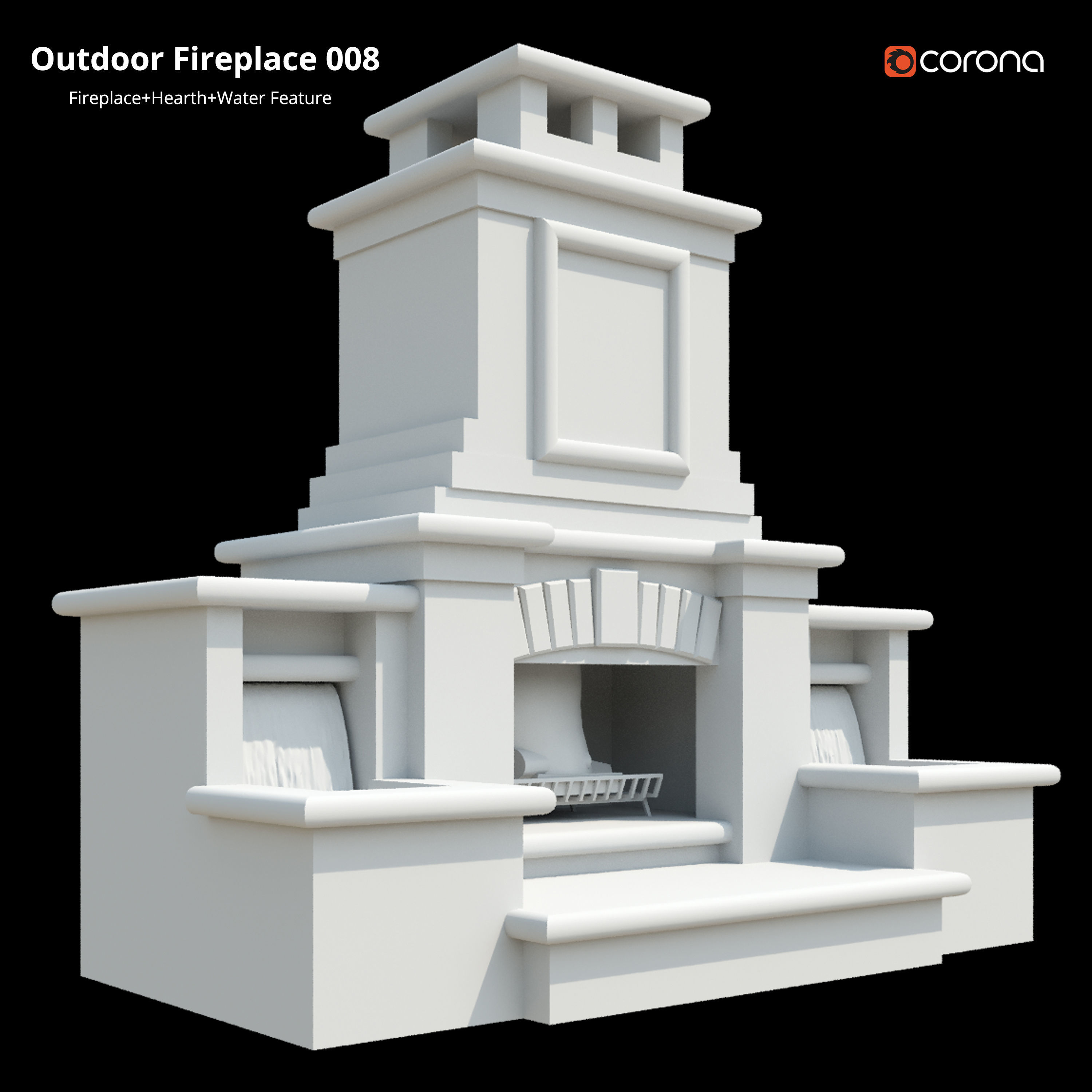 Outdoor Fireplace 008 Low-poly 3D model_2
