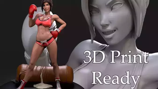 Knockout 3D Print female boxer - action figure 3D print model