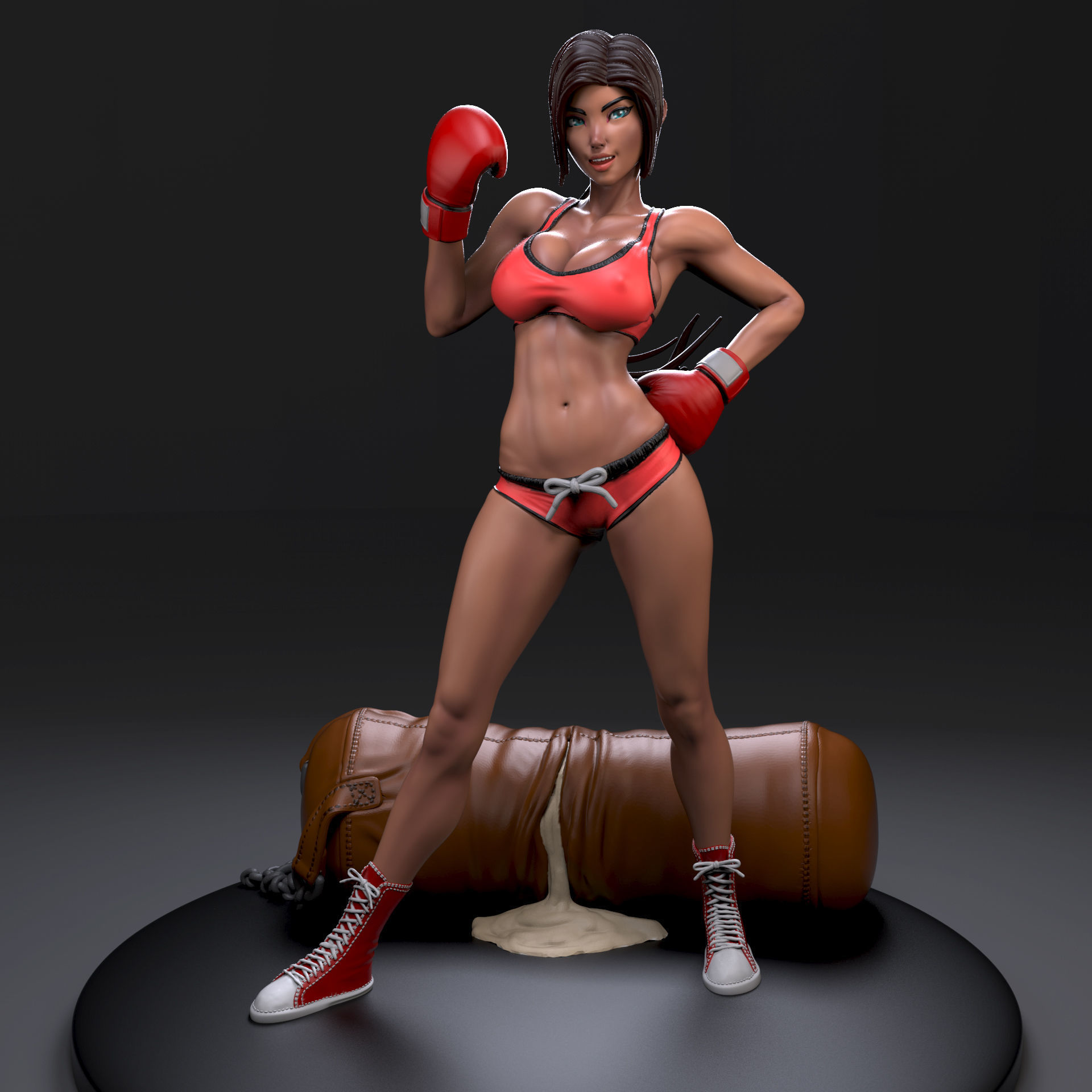 Knockout 3D Print female boxer - action figure 3D print model_1