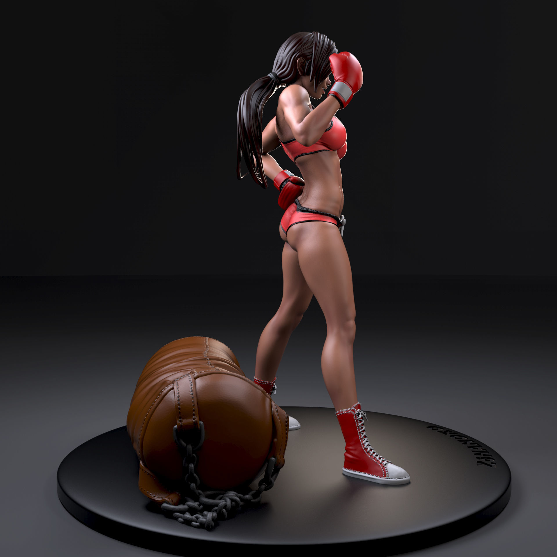 Knockout 3D Print female boxer - action figure 3D print model_2