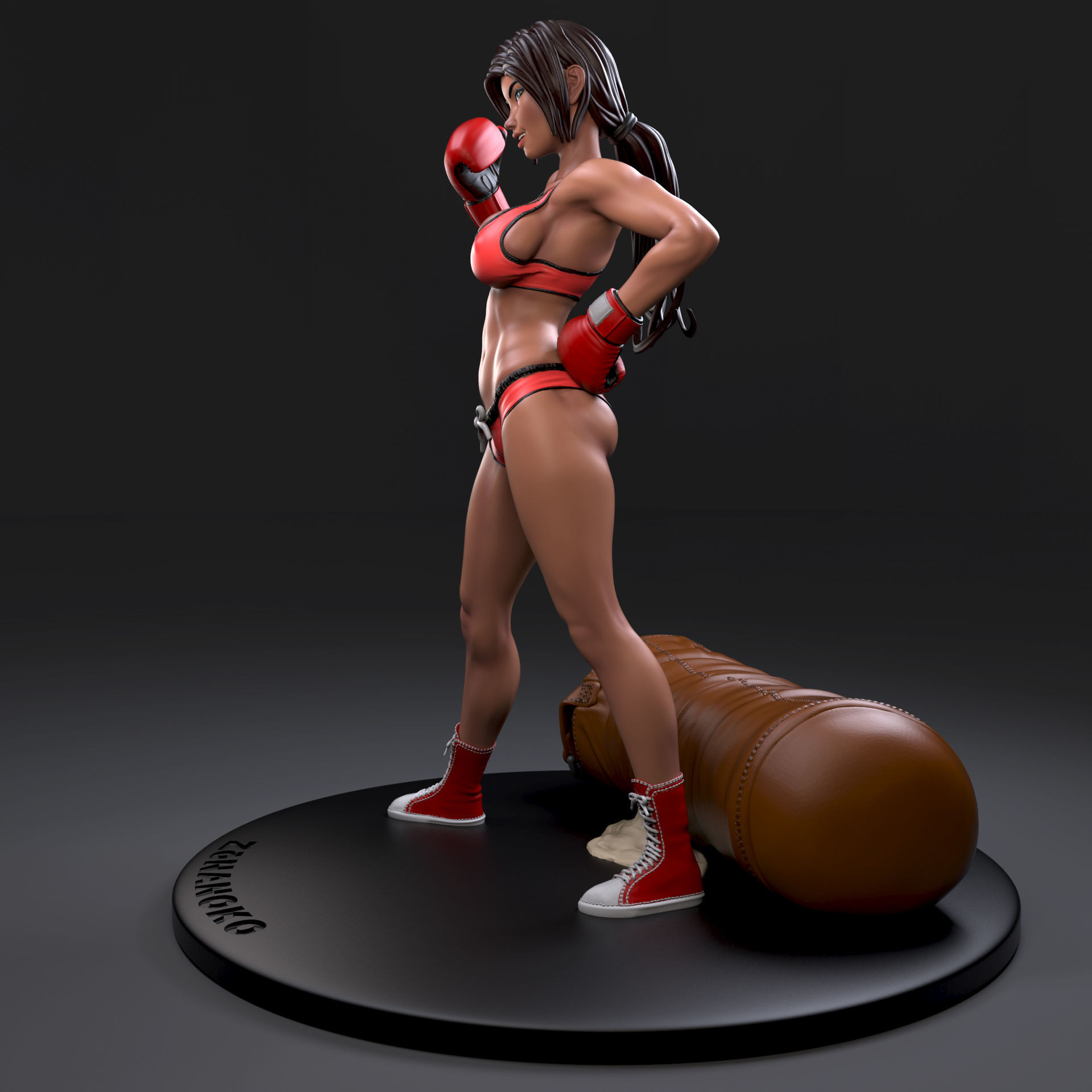 Knockout 3D Print female boxer - action figure 3D print model_4