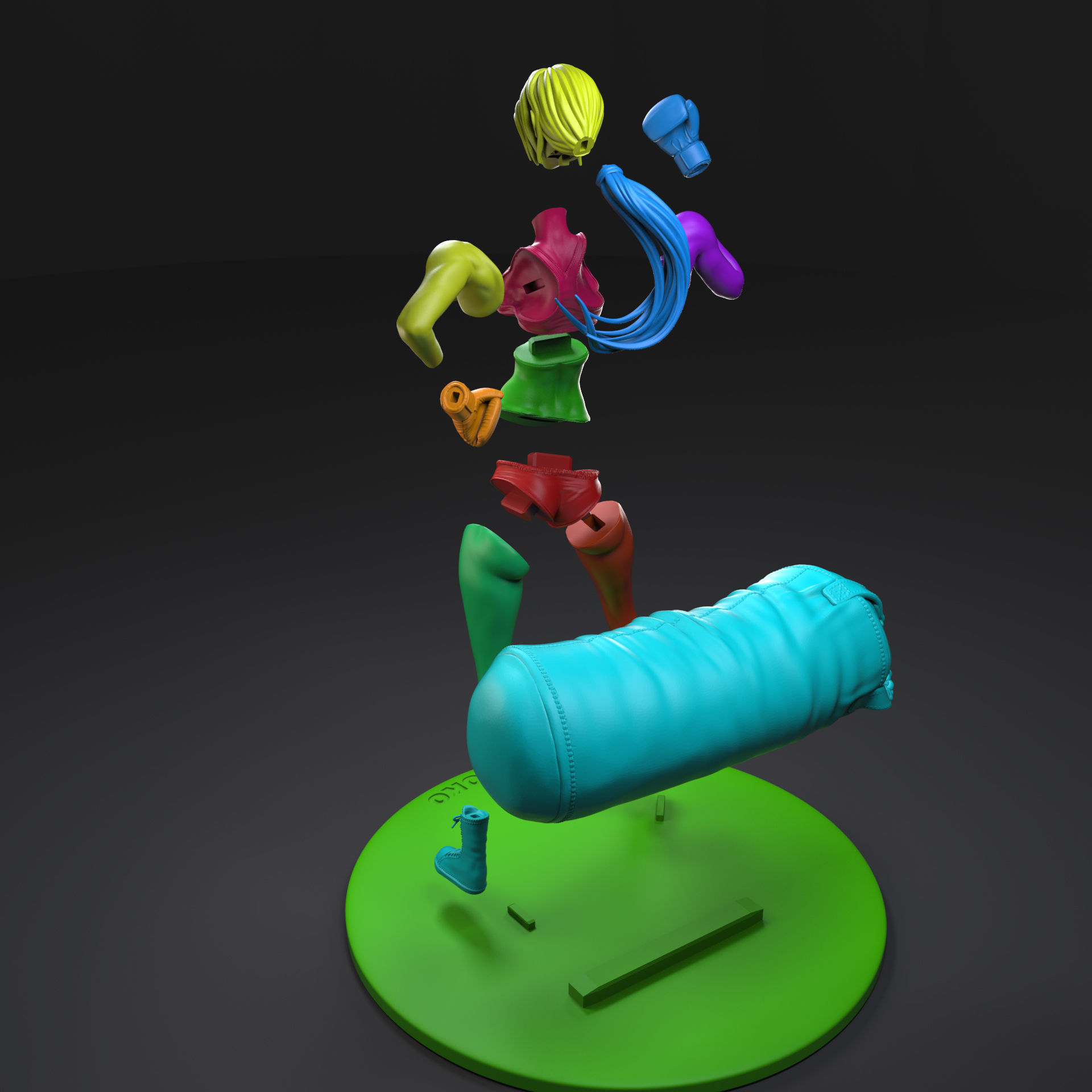 Knockout 3D Print female boxer - action figure 3D print model_6