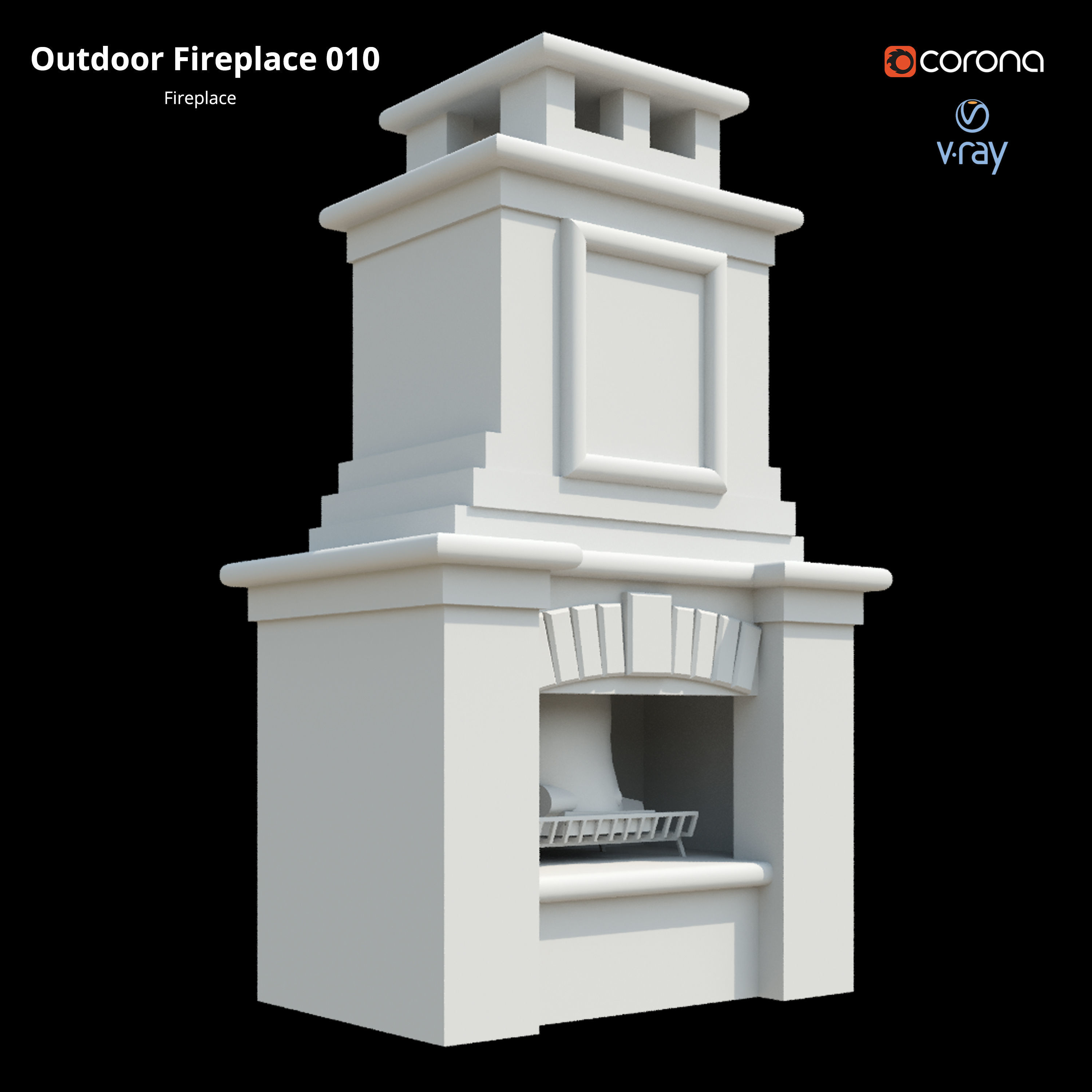 Outdoor Fireplace 010 Low-poly 3D model_2