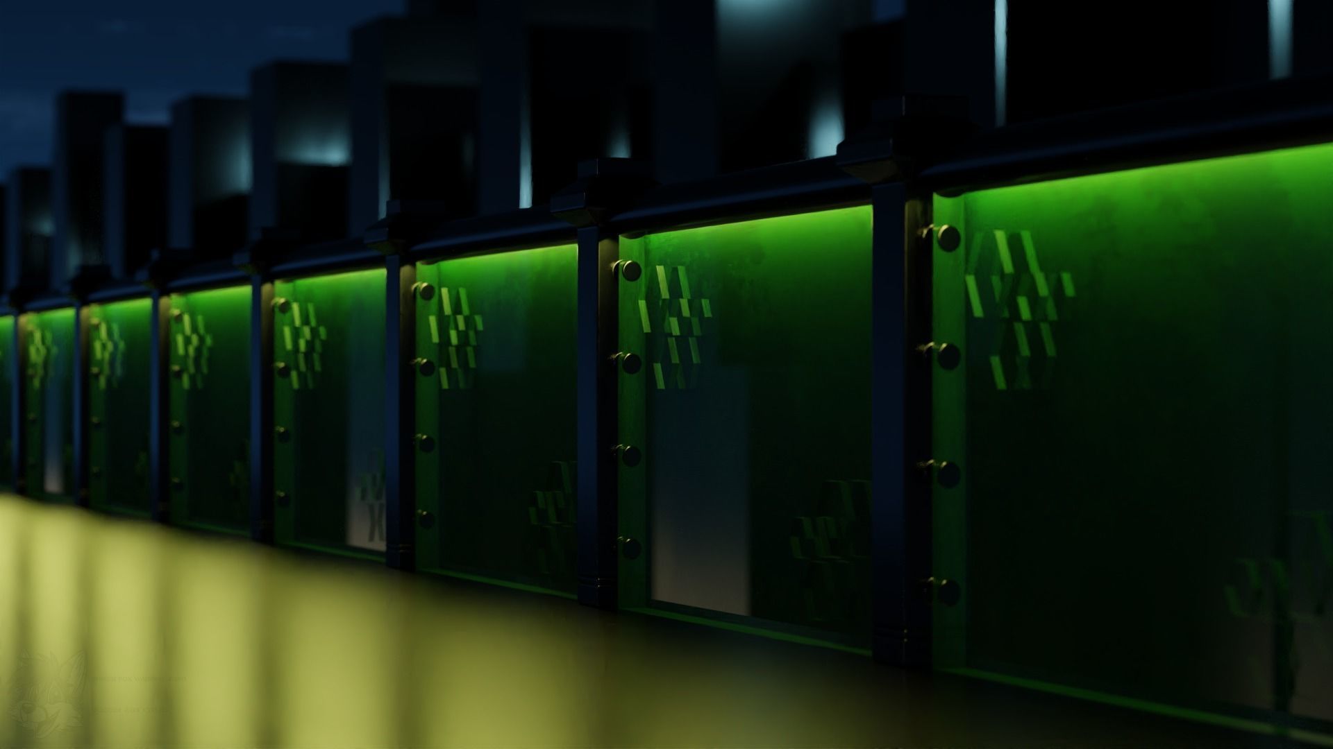 Sci Fi Modular Railing for City Walkways 3D model_2