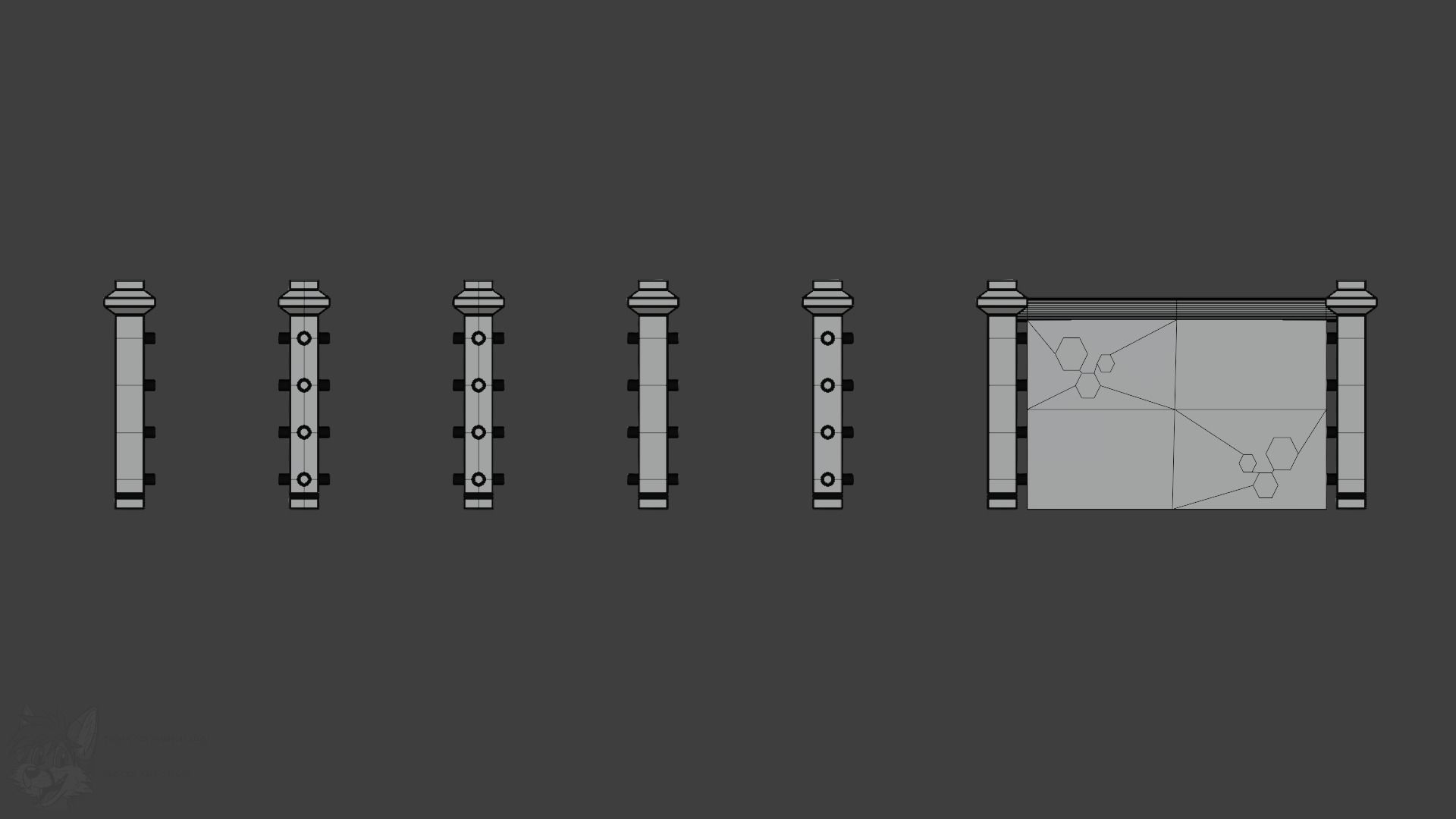 Sci Fi Modular Railing for City Walkways 3D model_4