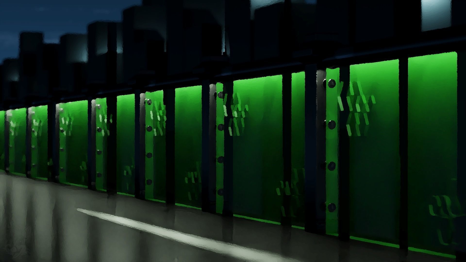 Sci Fi Modular Railing for City Walkways 3D model_3