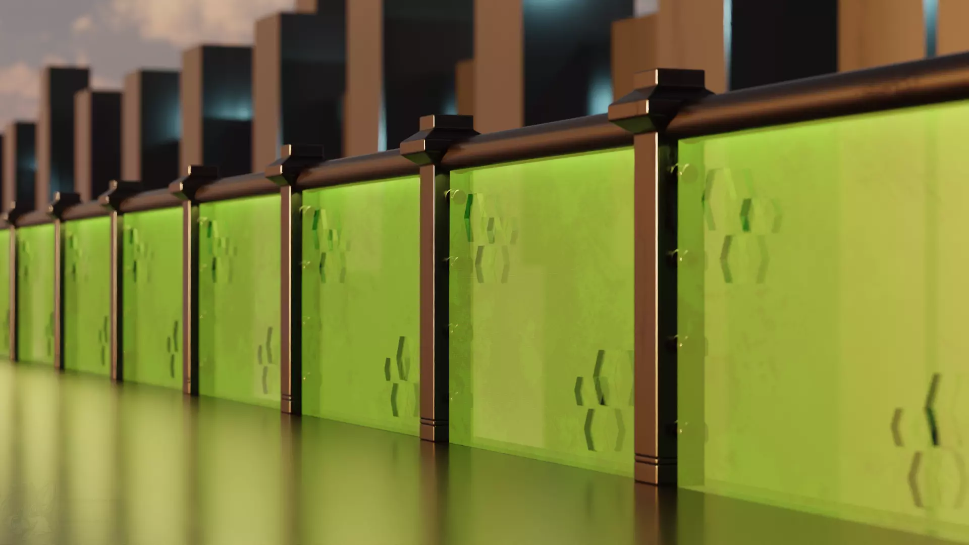 Sci Fi Modular Railing for City Walkways 3D model_0